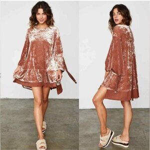 We Are HAH PHAHt City Mini Dress in Rose Gold Crushed Velvet Women’s